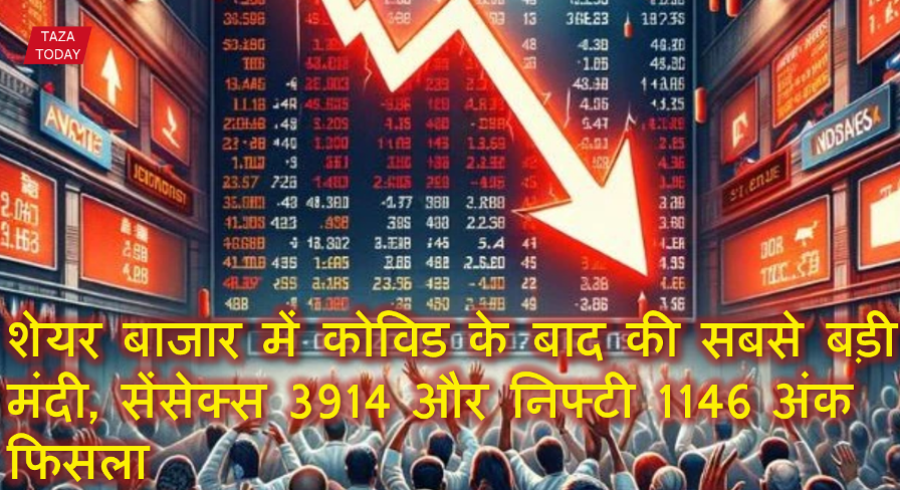 शेयर बाजार में कोविड के बाद की सबसे बड़ी मंदी, सेंसेक्स 3914 और निफ्टी 1146 अंक फिसला